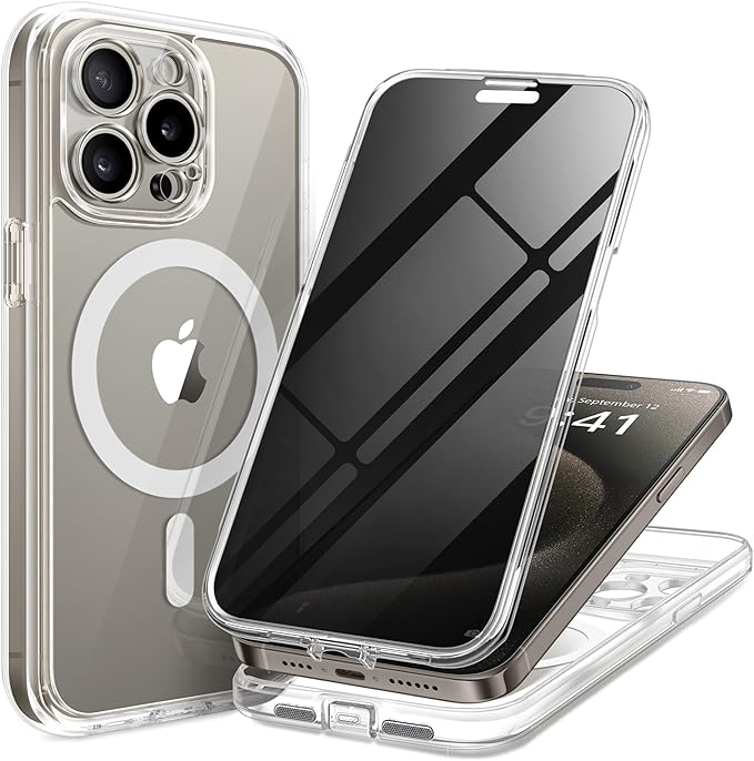 Magnetic for iPhone 15 Pro Max Case with Privacy Screen Protector